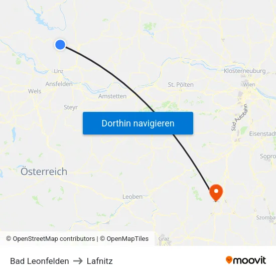 Bad Leonfelden to Lafnitz map