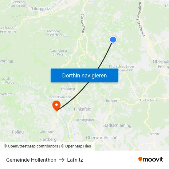 Gemeinde Hollenthon to Lafnitz map