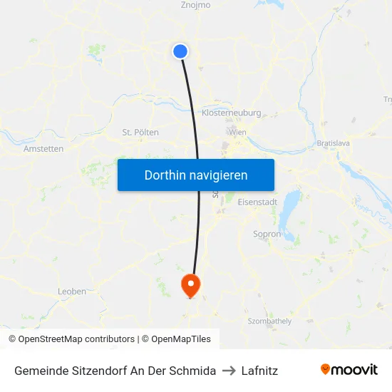 Gemeinde Sitzendorf An Der Schmida to Lafnitz map