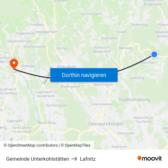 Gemeinde Unterkohlstätten to Lafnitz map