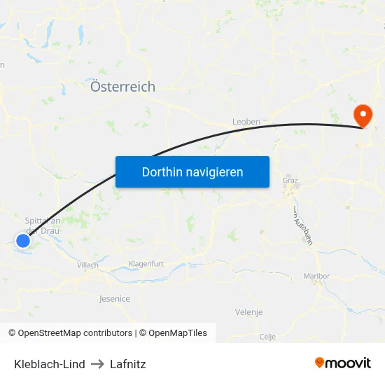 Kleblach-Lind to Lafnitz map
