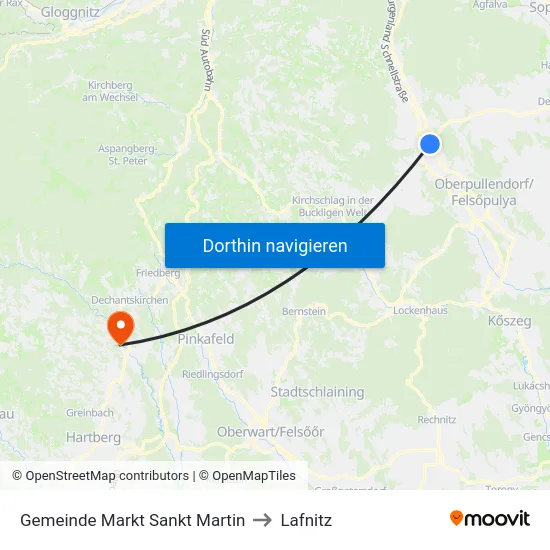 Gemeinde Markt Sankt Martin to Lafnitz map
