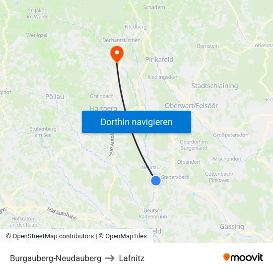 Burgauberg-Neudauberg to Lafnitz map