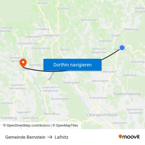 Gemeinde Bernstein to Lafnitz map