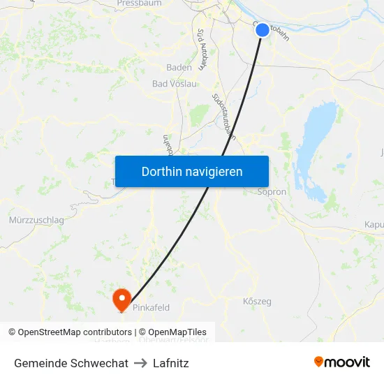 Gemeinde Schwechat to Lafnitz map