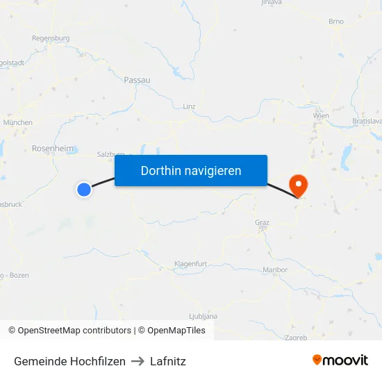 Gemeinde Hochfilzen to Lafnitz map