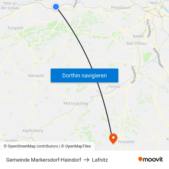 Gemeinde Markersdorf-Haindorf to Lafnitz map