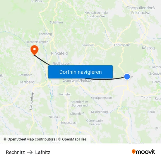 Rechnitz to Lafnitz map