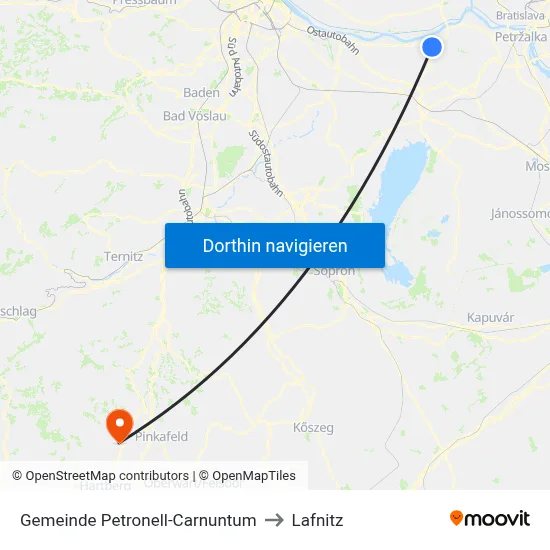 Gemeinde Petronell-Carnuntum to Lafnitz map