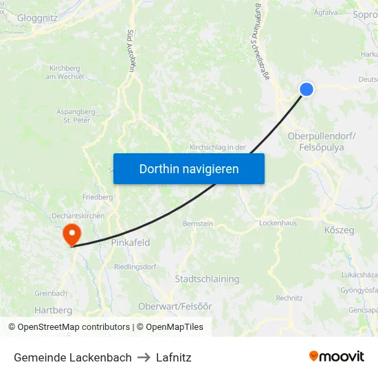 Gemeinde Lackenbach to Lafnitz map