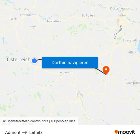 Admont to Lafnitz map