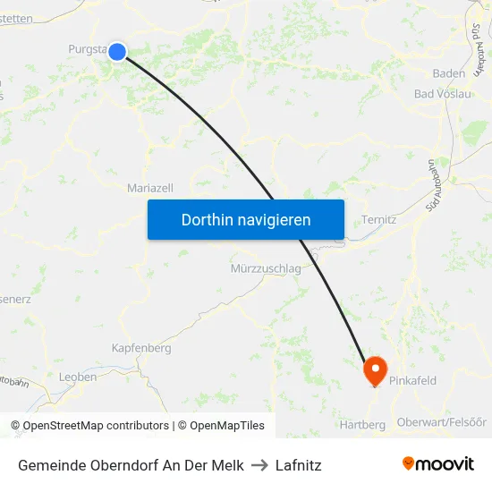 Gemeinde Oberndorf An Der Melk to Lafnitz map