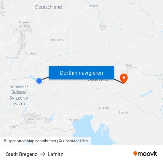 Stadt Bregenz to Lafnitz map