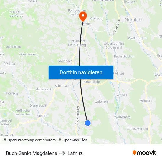 Buch-Sankt Magdalena to Lafnitz map
