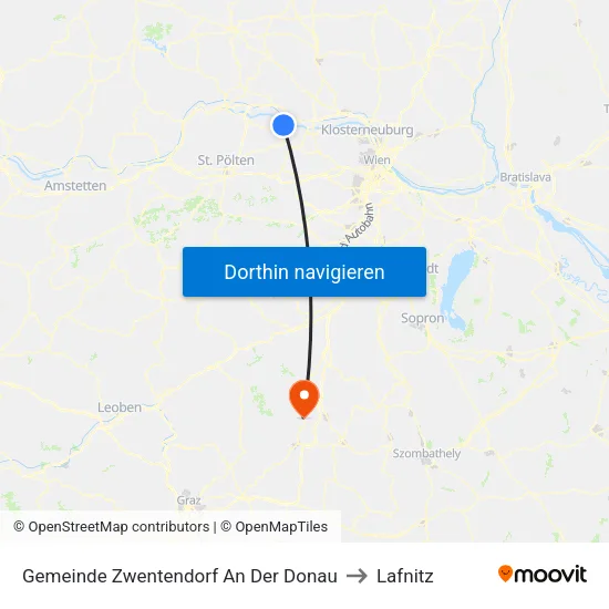 Gemeinde Zwentendorf An Der Donau to Lafnitz map