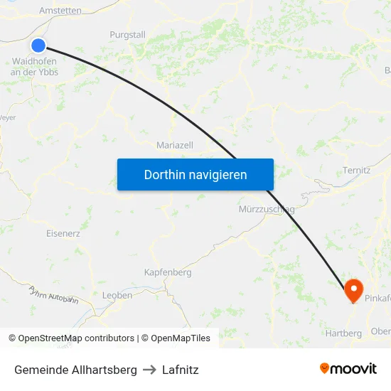 Gemeinde Allhartsberg to Lafnitz map