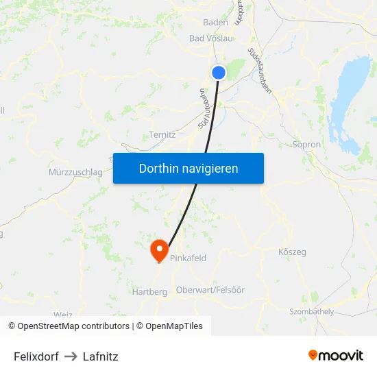 Felixdorf to Lafnitz map