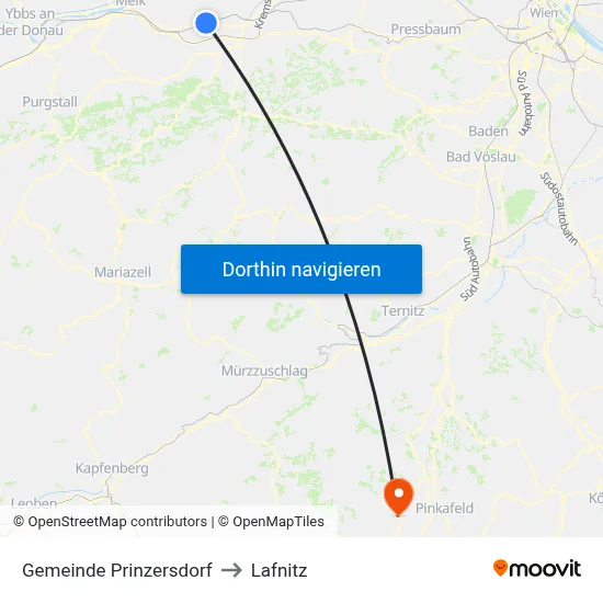 Gemeinde Prinzersdorf to Lafnitz map