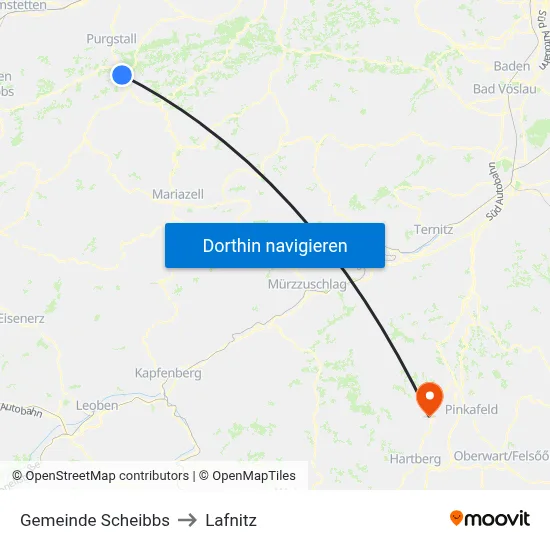 Gemeinde Scheibbs to Lafnitz map