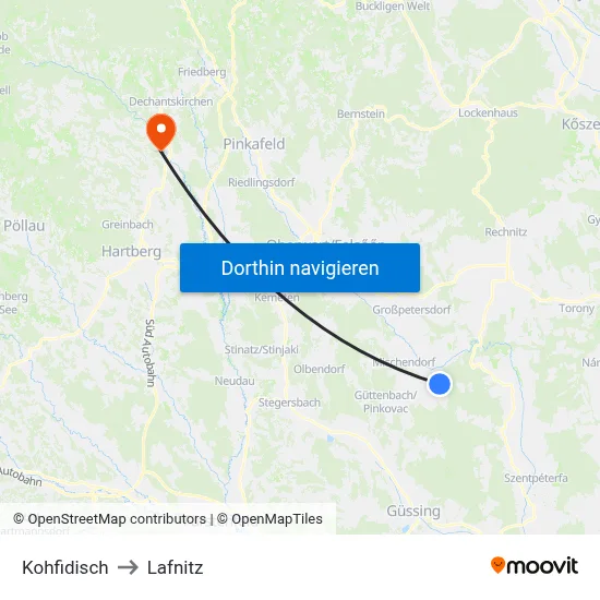 Kohfidisch to Lafnitz map