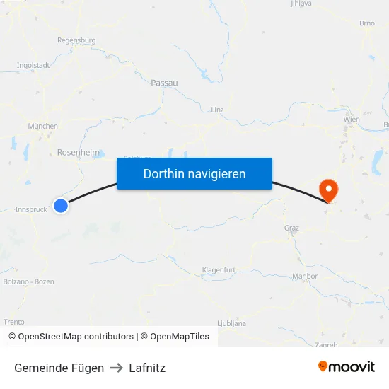Gemeinde Fügen to Lafnitz map
