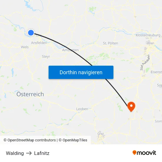 Walding to Lafnitz map