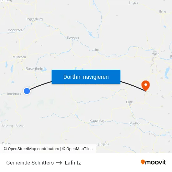 Gemeinde Schlitters to Lafnitz map