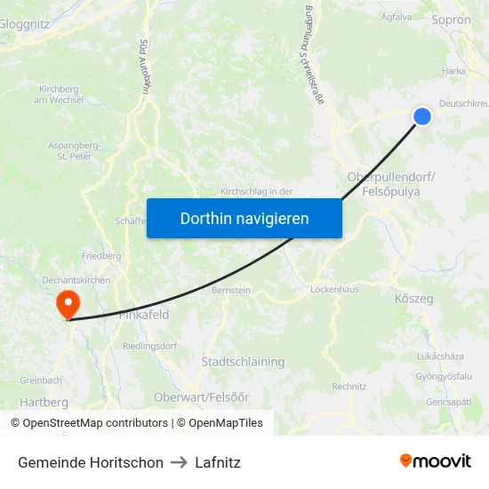 Gemeinde Horitschon to Lafnitz map