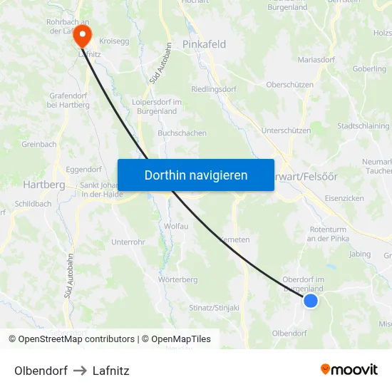Olbendorf to Lafnitz map