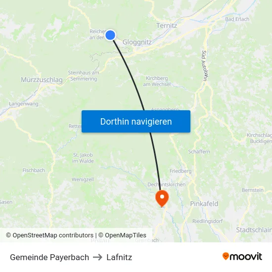 Gemeinde Payerbach to Lafnitz map