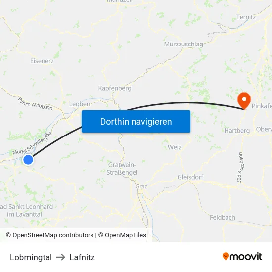 Lobmingtal to Lafnitz map