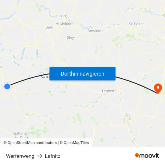 Werfenweng to Lafnitz map