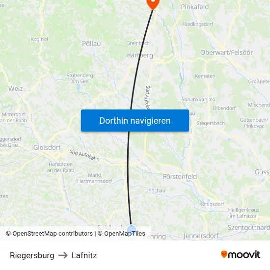Riegersburg to Lafnitz map