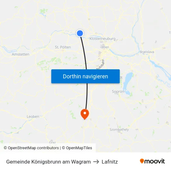 Gemeinde Königsbrunn am Wagram to Lafnitz map