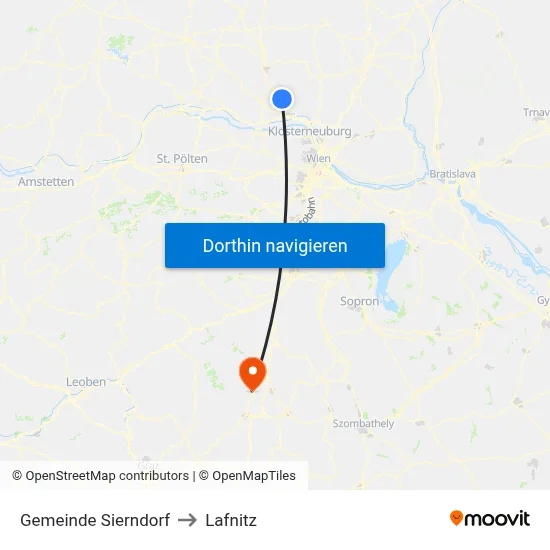 Gemeinde Sierndorf to Lafnitz map