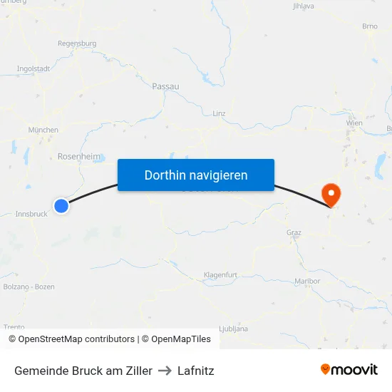 Gemeinde Bruck am Ziller to Lafnitz map