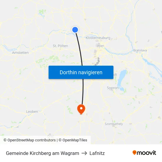 Gemeinde Kirchberg am Wagram to Lafnitz map