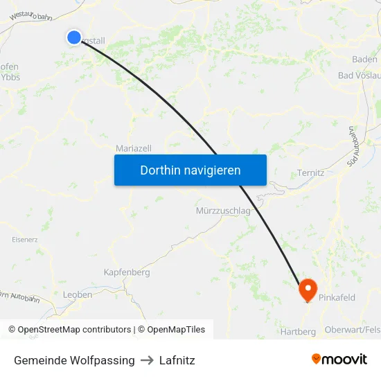 Gemeinde Wolfpassing to Lafnitz map