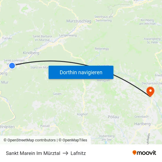 Sankt Marein Im Mürztal to Lafnitz map