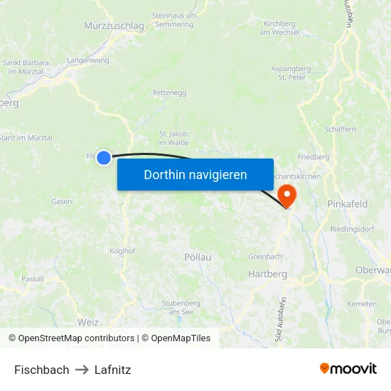 Fischbach to Lafnitz map