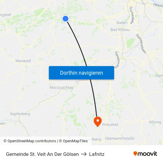 Gemeinde St. Veit An Der Gölsen to Lafnitz map