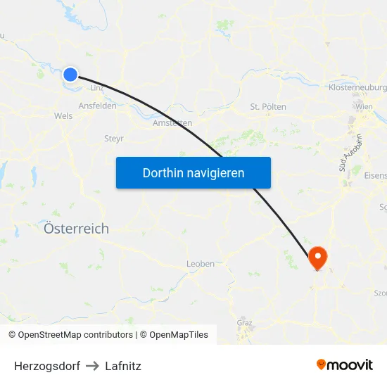 Herzogsdorf to Lafnitz map