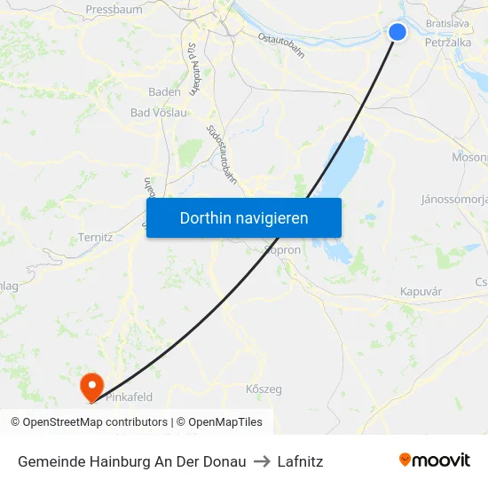 Gemeinde Hainburg An Der Donau to Lafnitz map