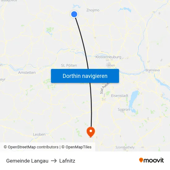 Gemeinde Langau to Lafnitz map