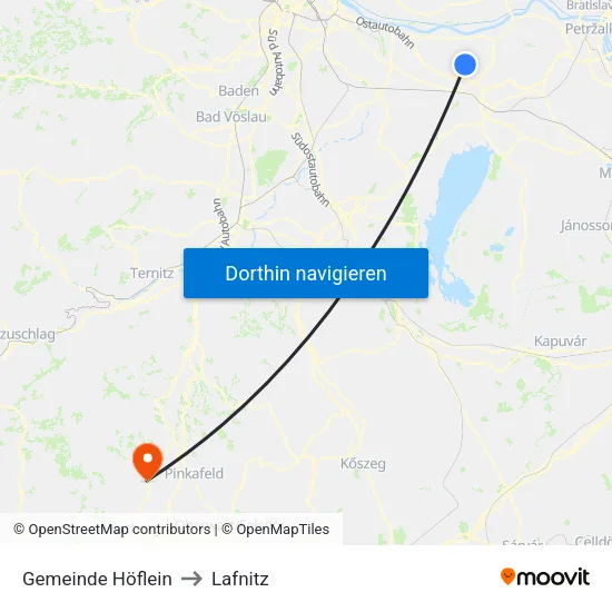 Gemeinde Höflein to Lafnitz map