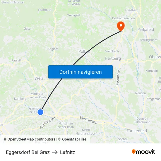 Eggersdorf Bei Graz to Lafnitz map