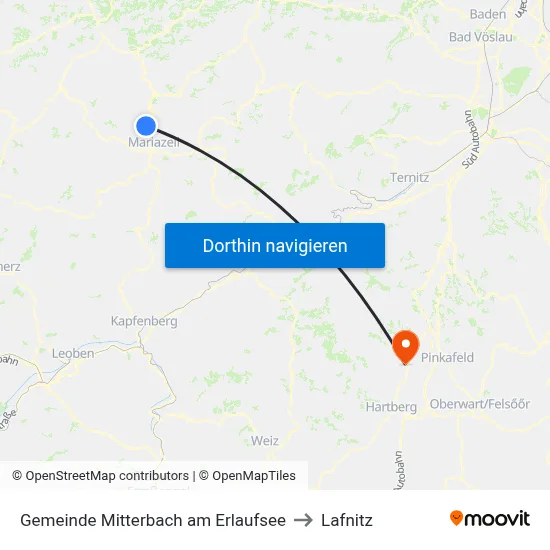Gemeinde Mitterbach am Erlaufsee to Lafnitz map