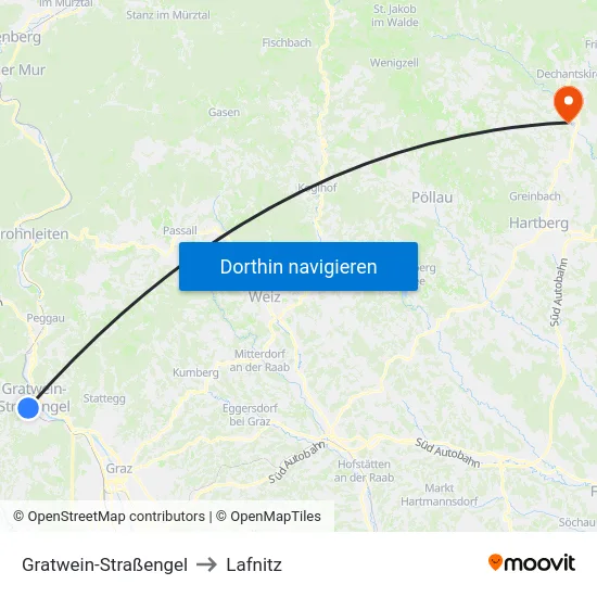 Gratwein-Straßengel to Lafnitz map
