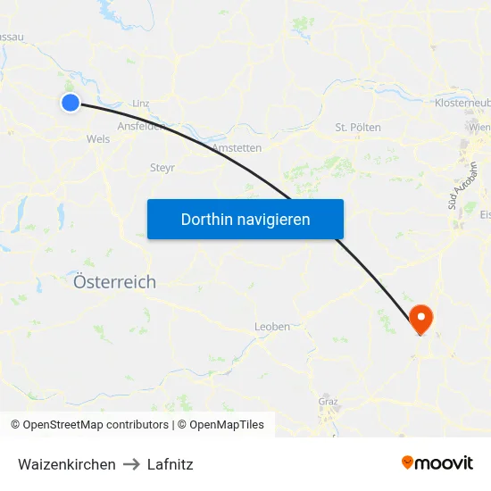 Waizenkirchen to Lafnitz map