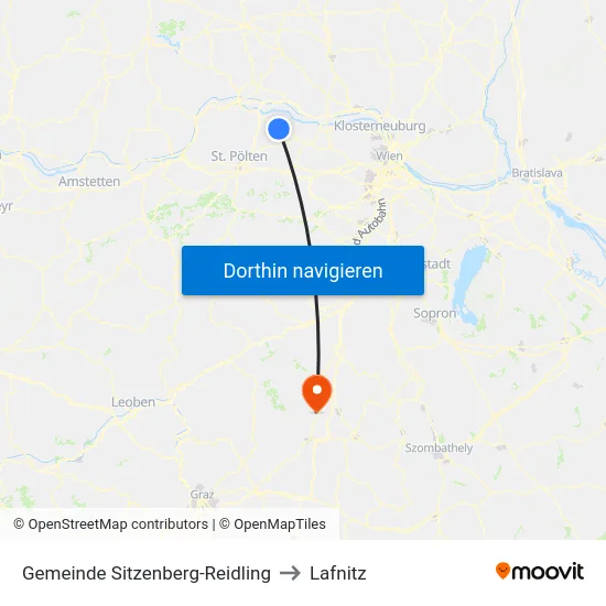 Gemeinde Sitzenberg-Reidling to Lafnitz map